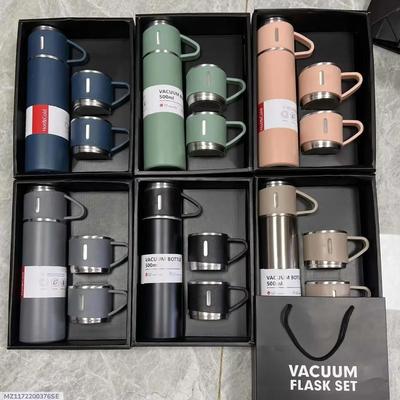 3 Pcs Stainless Steel Vacuum Flask Set - Easy To Clean And Maintain